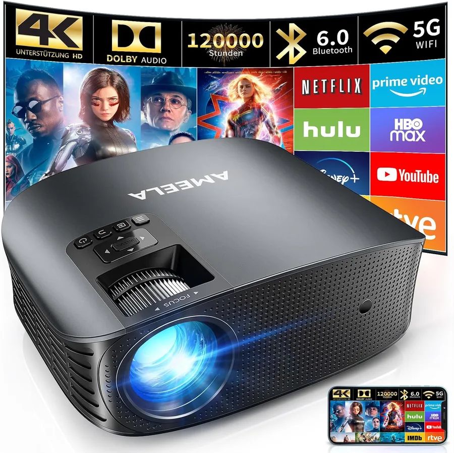 AMEELA YG600 PLUS — Proyector Full HD 1080P con WiFi y Bluetooth 5.2